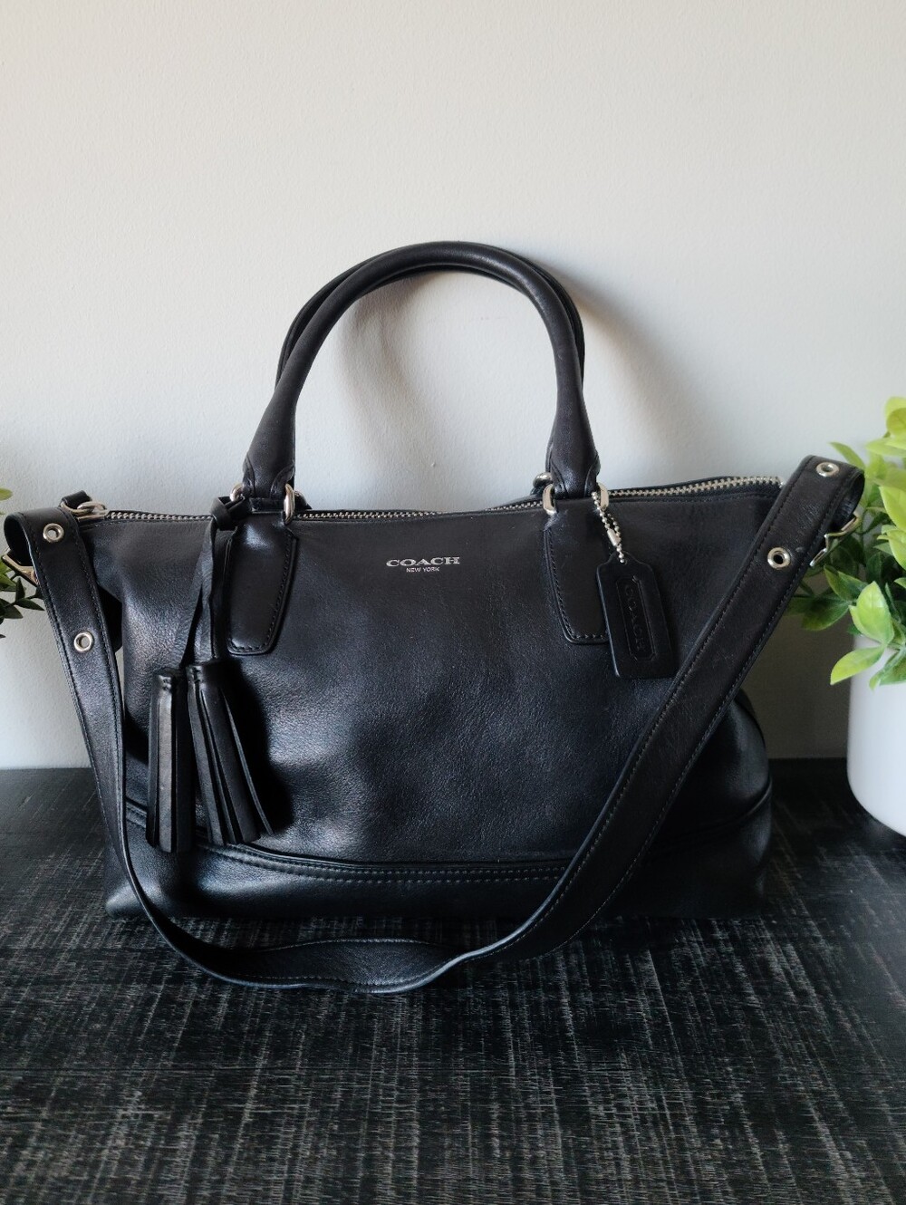 Coach Legacy Black Leather Molly East West Satchel Shoulder Bag #21132